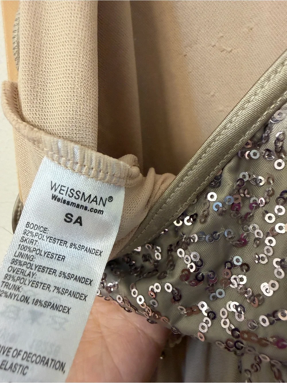 Weissman Dance Costume tan beige sequin mesh lyrical  Fall Into Me 16226 SA adul